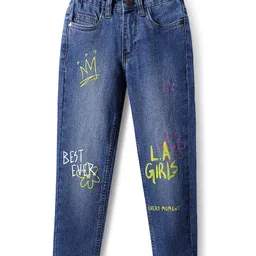 Pine Kids Denim Woven Full Length Washed Jeans With Text Print - Blue-picture-23