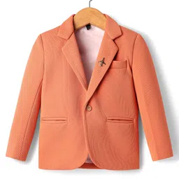 Rikidoos Full Sleeves Solid Textured Blazer - Peach-picture-15