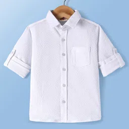 Rikidoos Half Sleeves Full Sleeves Textured Shirt - White-picture-12