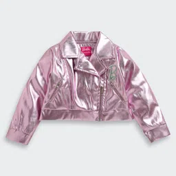 Barbie by Tiny Girl Woven Full Sleeves Solid Light Winter Jacket - Onion Pink-picture-28