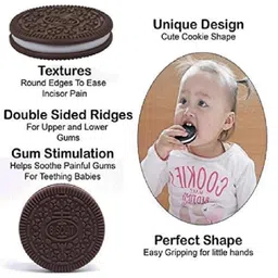 Enorme Silicone Biscuit Shape Teething Soft Sensory Teether For Baby - Brown image 2