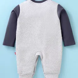 Mini Taurus Interlock Knit Full Sleeves Party Wear Romper with Bow Applique - Grey image 2