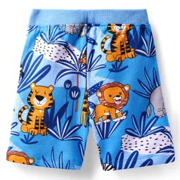 Babyhug Terry Knit Mid Thigh Shorts With Animal Print - Blue image 2