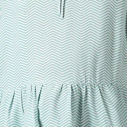 Kiddopanti Three Fourth Sleeves Chevron Printed Peplum Style Top - Green White image 4