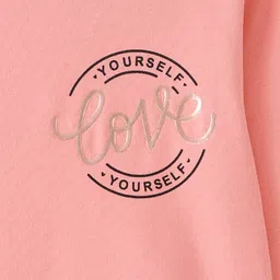 Doreme Cotton Terry Full Sleeves Sweatshirts Text Printed - Soch Peach image 3