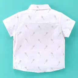 ToffyHouse 100% Cotton Woven Half Sleeves Party Shirt & Shorts Set with Attached Waistcoat & Bow - White & Red image 3