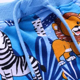 Babyhug Terry Knit Mid Thigh Shorts With Animal Print - Blue image 3