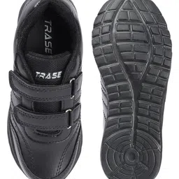 TRASE Solid Double Velcro Closure School Shoes - Black image 4