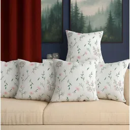 Aura White & Pink Set of 5 Quirky Square Cushion Covers-picture-11