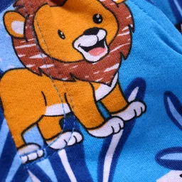 Babyhug Terry Knit Mid Thigh Shorts With Animal Print - Blue image 4