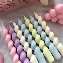 atorakushon 4 Pieces Green & Peach Scented Soy Wax Spiral Taper Candles image 3