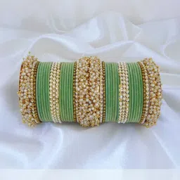 SAND Beige Glass Artificial Stones & Beads Bangle-picture-22