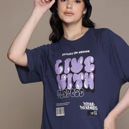 The Roadster Lifestyle Co. Typography Printed Oversized Longline T-shirt-picture-26