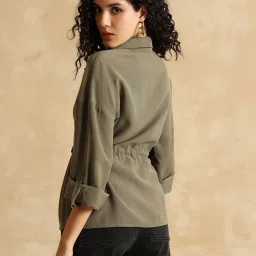 Kazo Olive Relaxed Fit Brielle Shirt image 2