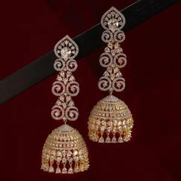 Voylla Gold Sparkling Elegance Royal JashnE Jhumki Earrings-picture-43