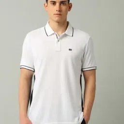 Arrow Sport White Regular Fit Colour Block Polo T-Shirt-image-98