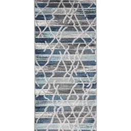 Obsessions Dark Blue & Grey Blue Polypropylene Bedside Runner - Small image 2