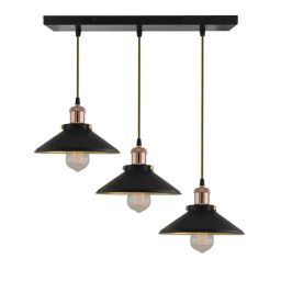 Homesake 3-Lights Linear Cluster Black Metal Cone Pendant Light - Set of 1-picture-32