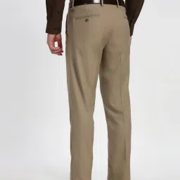 Peter England Brown Slim Fit Texture Trousers image 2