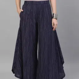 Aks Navy Cotton Striped Palazzos-picture-48