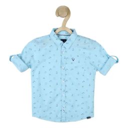 Allen Solly Junior Blue Cotton Printed Full Sleeves Shirt-picture-23