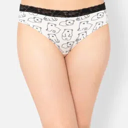 Clovia White Printed Bikini Panty-image-93
