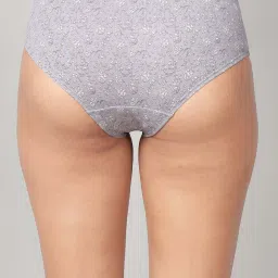 Clovia Grey Cotton Regular Fit Floral Print Panties image 2
