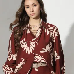 Vero Moda Brown & Beige Printed Shirt-image-42