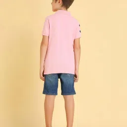 U.S. Polo Assn. Kids Light Pink Solid Polo T-shirt image 2