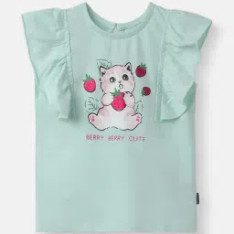 Nauti Nati Girls Blue Cotton Graphic Print Top-image-38