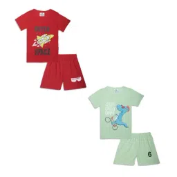 Vimal Jonney Kids Red & Mint Green Printed T-Shirt Set-picture-15