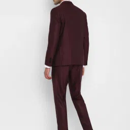 Turtle Deep Brown Cotton Tailored Fit Self Design Three Piece Suit image 2