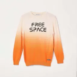 Fame Forever by Lifestyle Kids Orange & White Cotton Printed Full Sleeves Sweater-picture-14