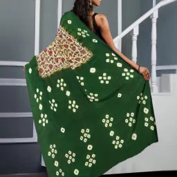 Unnati Silks Green Printed Saree With Unstitched Blouse image 2
