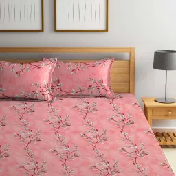 Klotthe Pink 400 TC Cotton Double Bedsheet with 2 Pillow Covers image 2