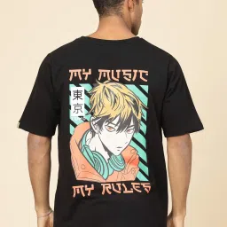 Rigo Men Black Terry Oversized Printed T-shirt image 2