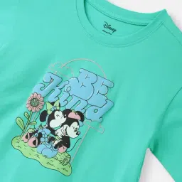 Nauti Nati Girls Blue Cotton Graphic Print T-Shirt-image-61