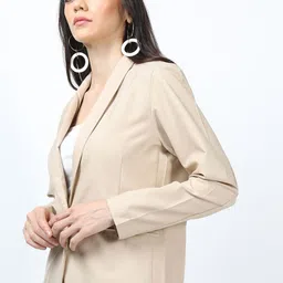 Tokyo Talkies Beige Shawl Collar Single Breasted Blazer image 4
