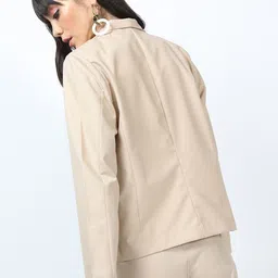 Tokyo Talkies Beige Shawl Collar Single Breasted Blazer image 5