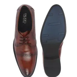 FAUSTO Men's Tan Brogue Shoes image 3