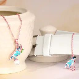 GIVA 925 Silver Rose Gold Blissful Bird Pendant with Charms for Women-image-74