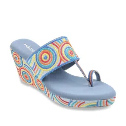 Mochi Women's Blue Toe Ring Wedges image 2