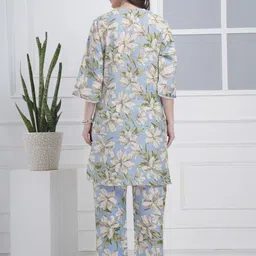 BAESD Printed Round-Neck Pure Cotton Tunic With Palazzos Co-Ords image 3