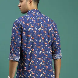 showoffff Showoff Blue Cotton Slim Fit Floral Shirts image 2