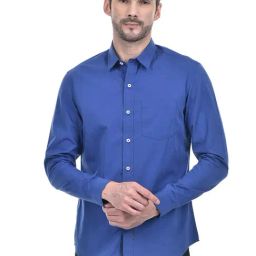 Numero Uno Blue Cotton Slim Fit Shirt-picture-10