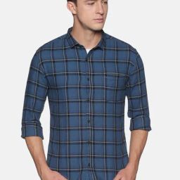 showoffff SHOWOFF Blue Cotton Slim Fit Checks Shirt-picture-47