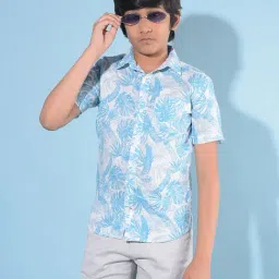 Crimsoune Club Kids Blue Printed Shirt-image-77