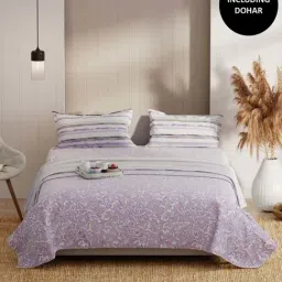 Bianca Bio-soft Feel Lilac 152 TC 135 GSM Double Fitted Bedsheet & Dohar With 2 Pillow Covers-picture-28