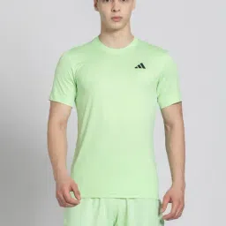 adidas Light Green Slim Fit Freelift Tennis T-Shirt-picture-10