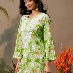 ADA Floral Embroidered Thread Work Thread Work Kurti image 3